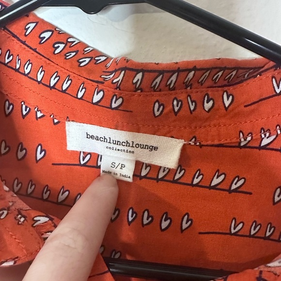 beachlunchlounge Orange Heart Pattern Top - Picture 2 of 4
